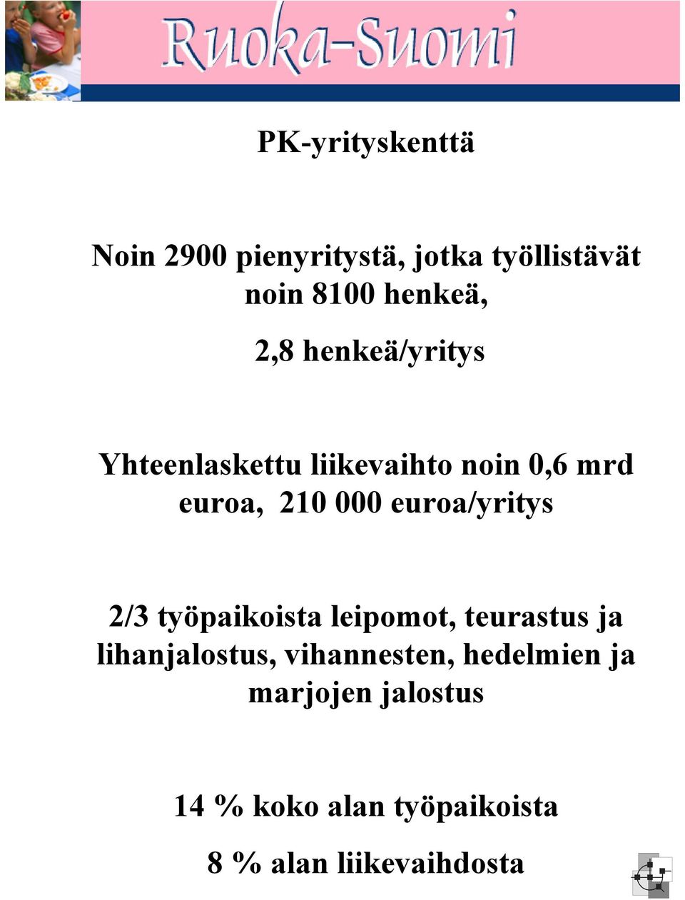 euroa/yritys 2/3 työpaikoista leipomot, teurastus ja lihanjalostus,