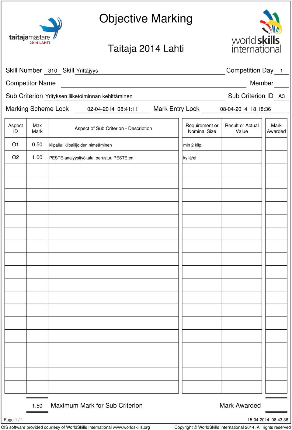 08-04-2014 18:18:36 Requirement or Nominal Size Result or Actual Value O1 0.