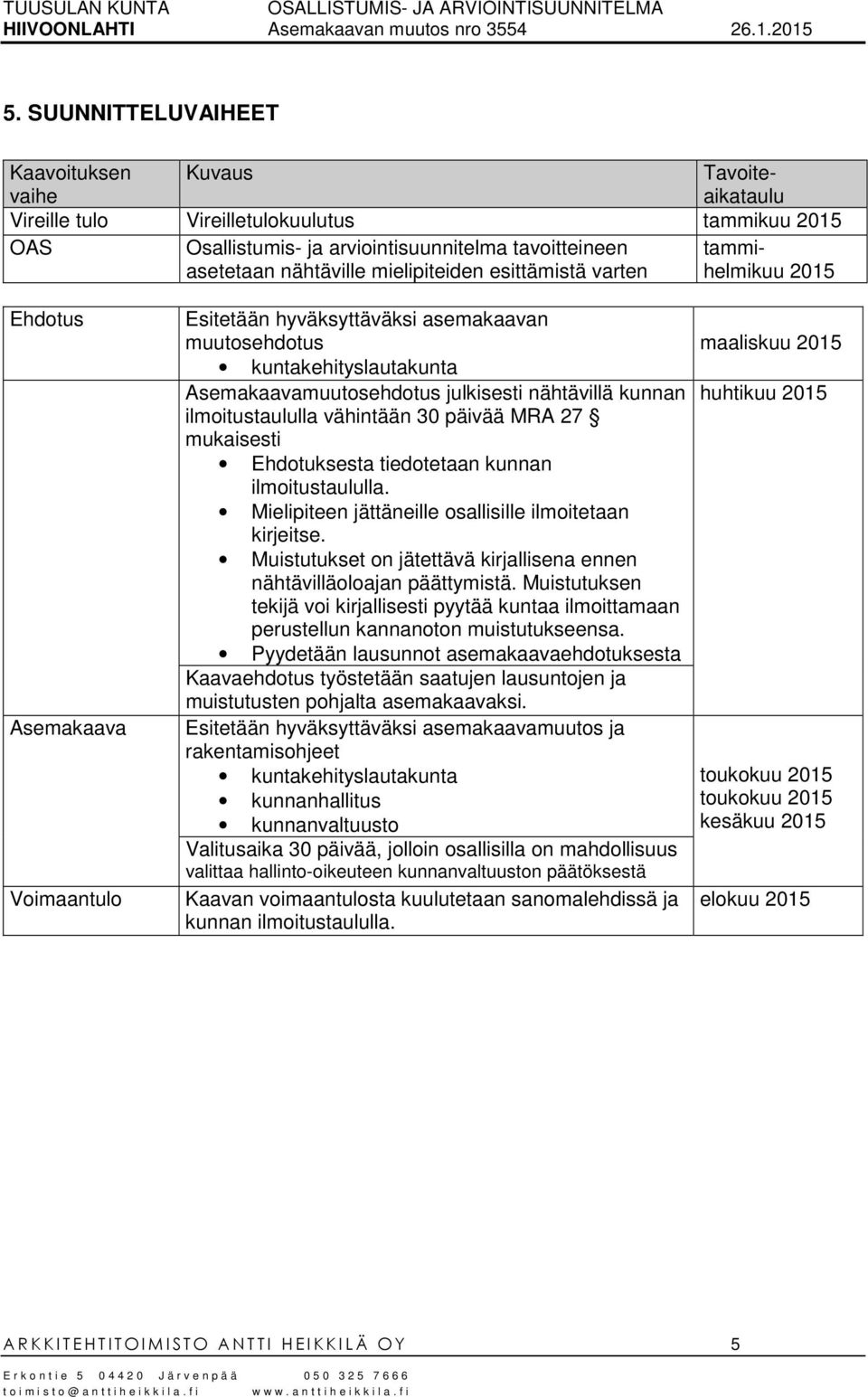 nähtävillä kunnan ilmoitustaululla vähintään 30 päivää MRA 27 mukaisesti Ehdotuksesta tiedotetaan kunnan ilmoitustaululla. Mielipiteen jättäneille osallisille ilmoitetaan kirjeitse.