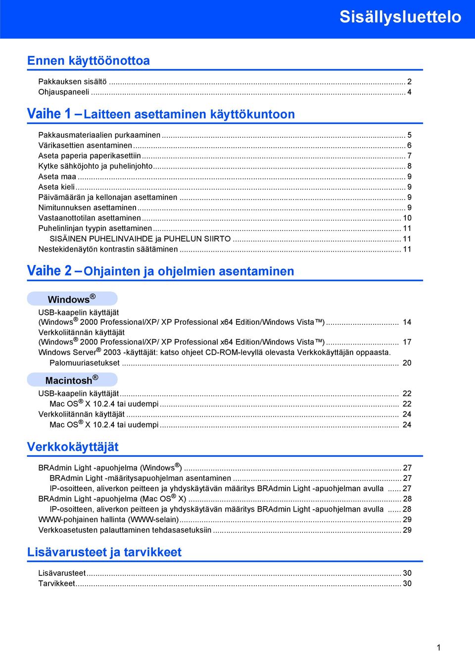 .. 9 Vastaanottotilan asettaminen... 10 Puhelinlinjan tyypin asettaminen... 11 SISÄINEN PUHELINVAIHDE ja PUHELUN SIIRTO... 11 Nestekidenäytön kontrastin säätäminen.