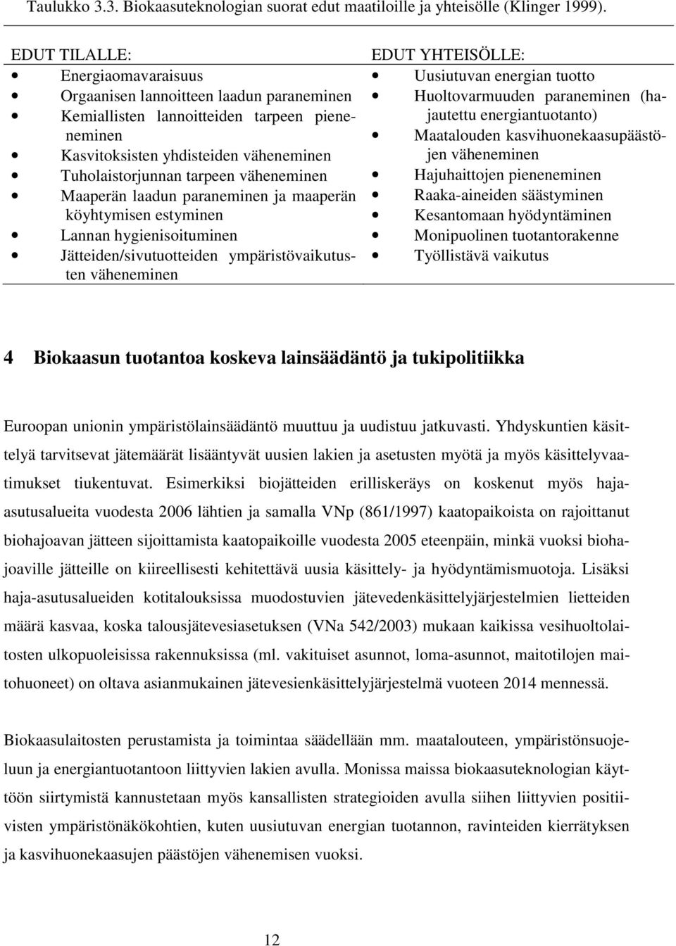 väheneminen Maaperän laadun paraneminen ja maaperän köyhtymisen estyminen Lannan hygienisoituminen Jätteiden/sivutuotteiden ympäristövaikutusten väheneminen EDUT YHTEISÖLLE: Uusiutuvan energian