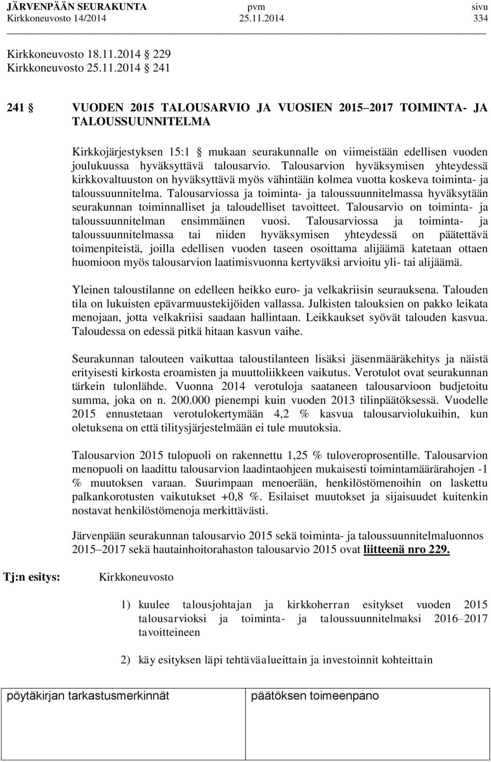 2014 229 Kirkkoneuvosto 25.11.
