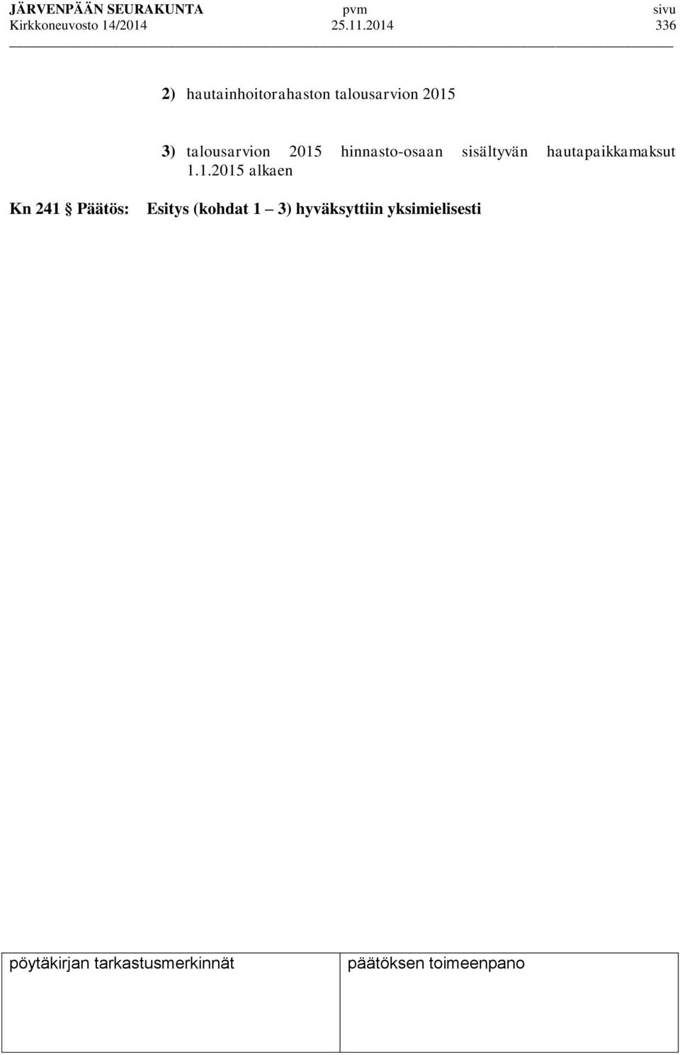 talousarvion 2015 hinnasto-osaan sisältyvän