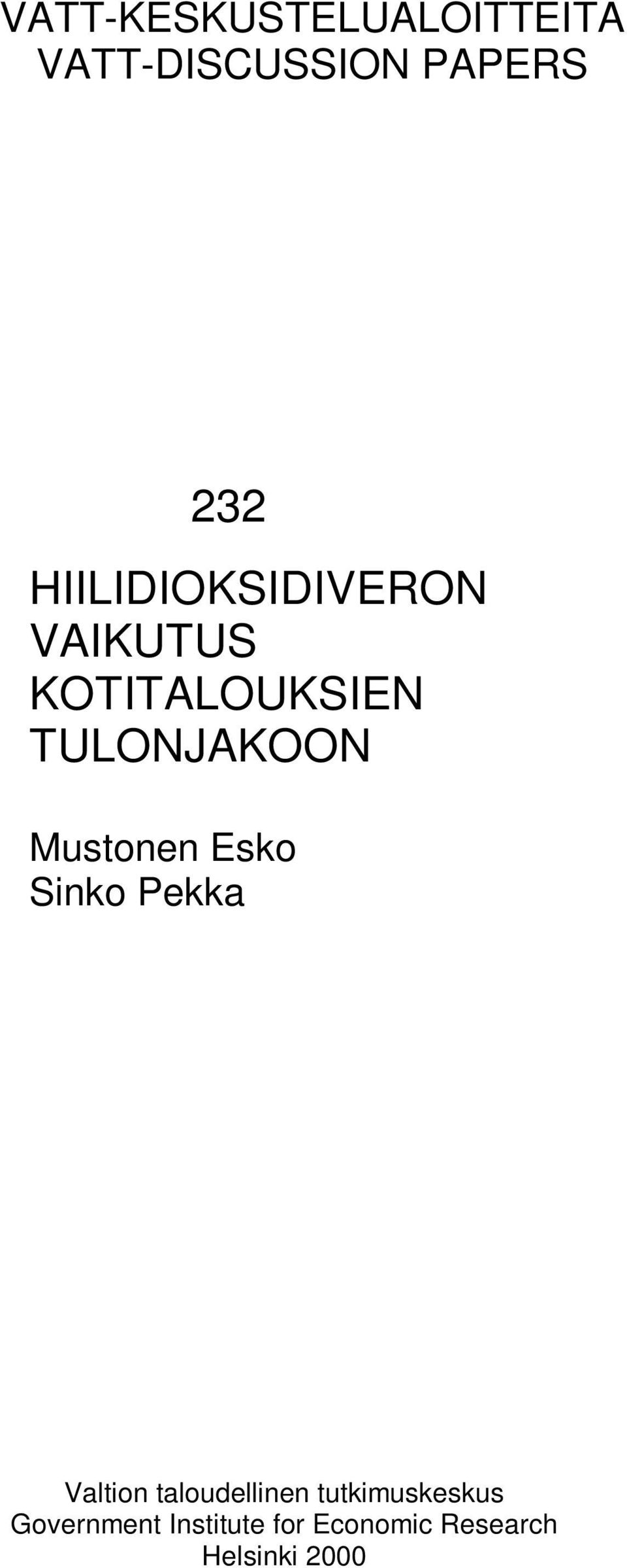 Mustonen Esko Sinko Pekka Valtion taloudellinen