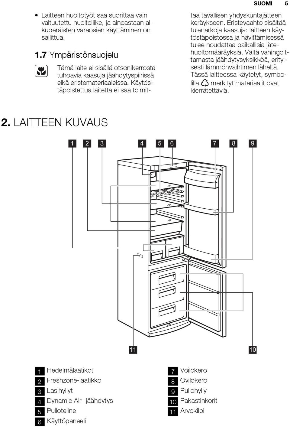 Käytöstäpoistettua laitetta ei saa toimittaa tavallisen yhdyskuntajätteen keräykseen.