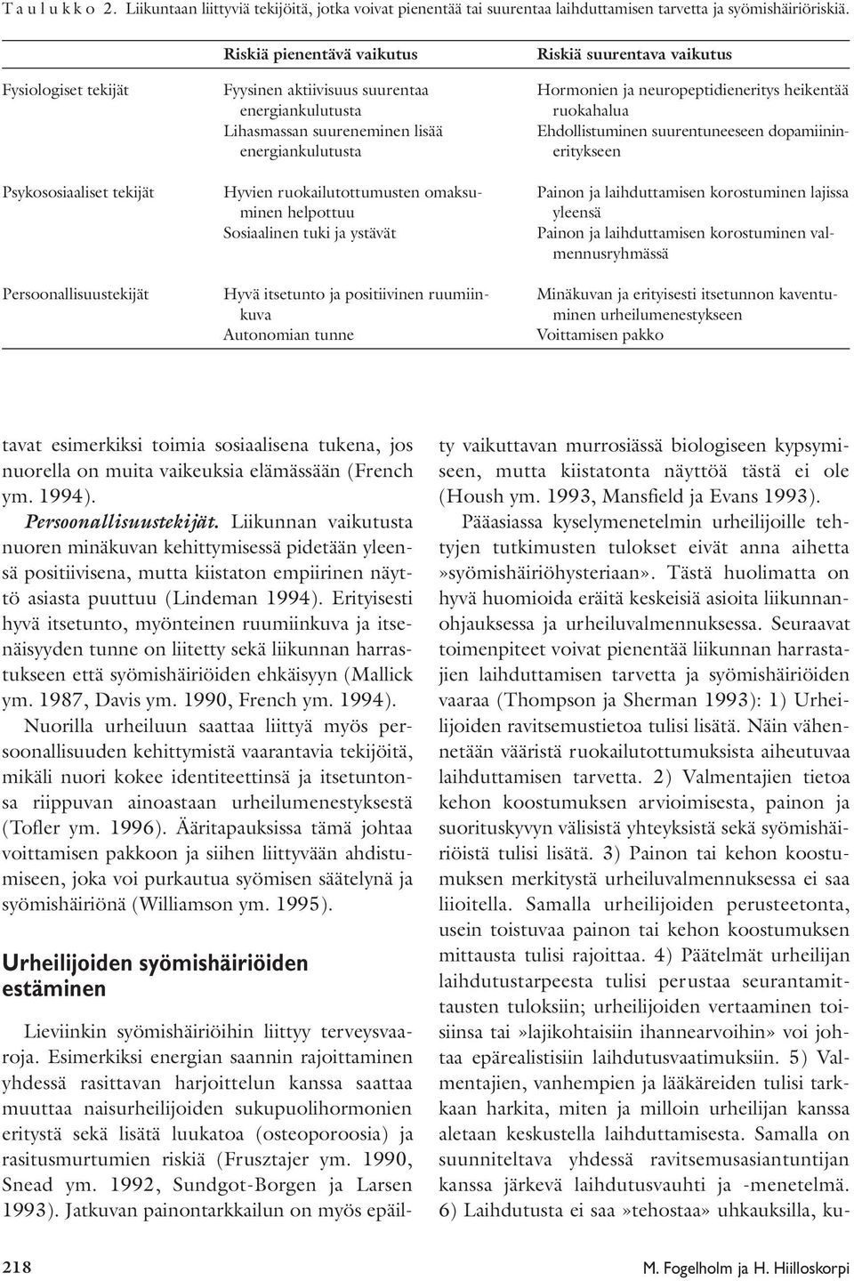 suureneminen lisää Ehdollistuminen suurentuneeseen dopamiininenergiankulutusta eritykseen Psykososiaaliset tekijät Hyvien ruokailutottumusten omaksu- Painon ja laihduttamisen korostuminen lajissa