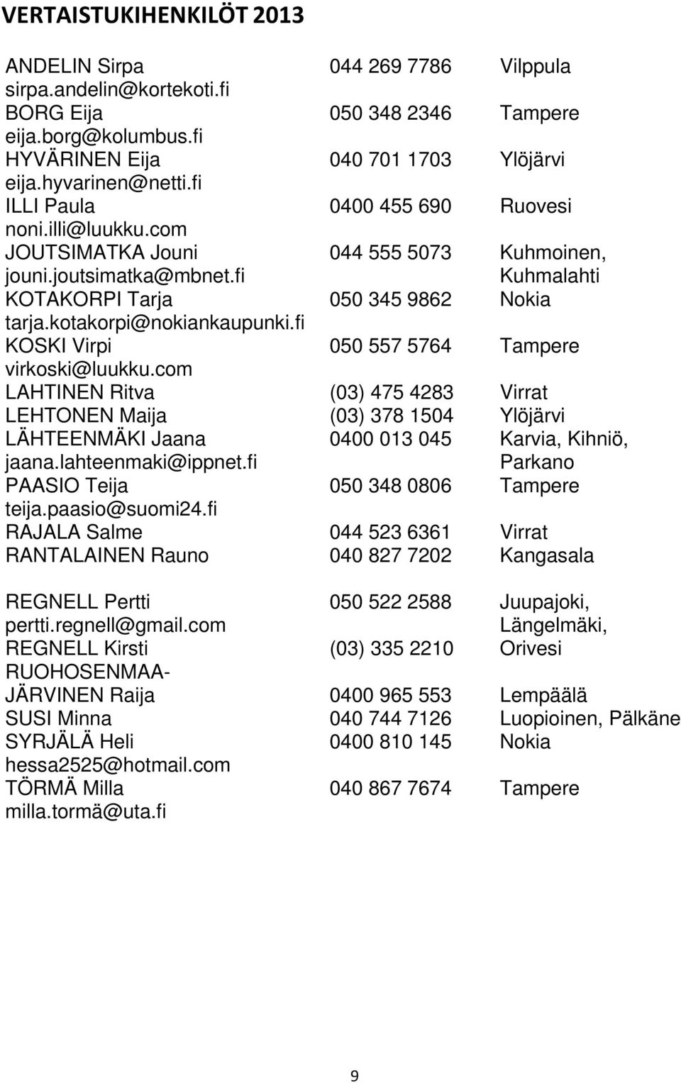 kotakorpi@nokiankaupunki.fi KOSKI Virpi 050 557 5764 Tampere virkoski@luukku.