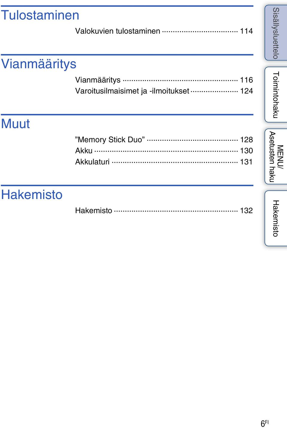 Varoitusilmaisimet ja -ilmoitukset 124