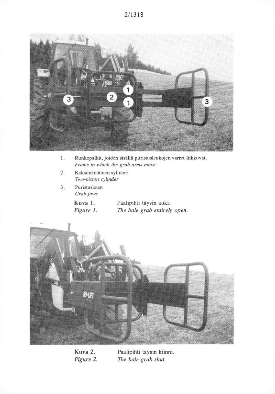 Kaksimäntäinen sylinteri Two-piston cylinder Puristusleuat Grab jaws Kuva 1.