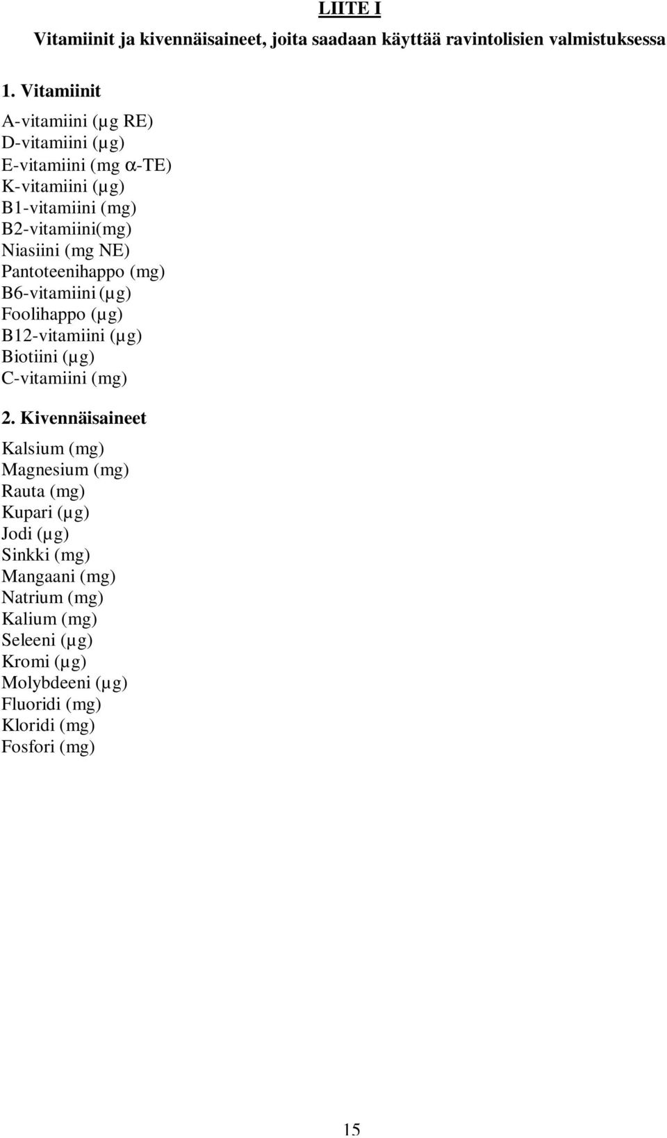 NE) Pantoteenihappo (mg) B6-vitamiini (µg) Foolihappo (µg) B12-vitamiini (µg) Biotiini (µg) C-vitamiini (mg) 2.