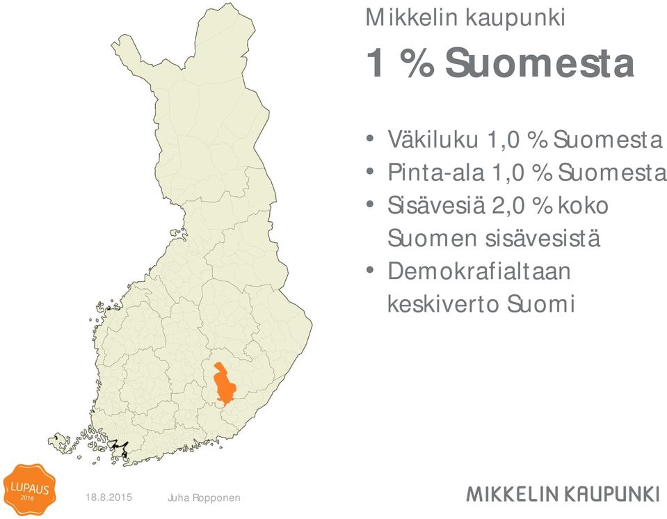 % Suomesta Sisävesiä 2,0 % koko