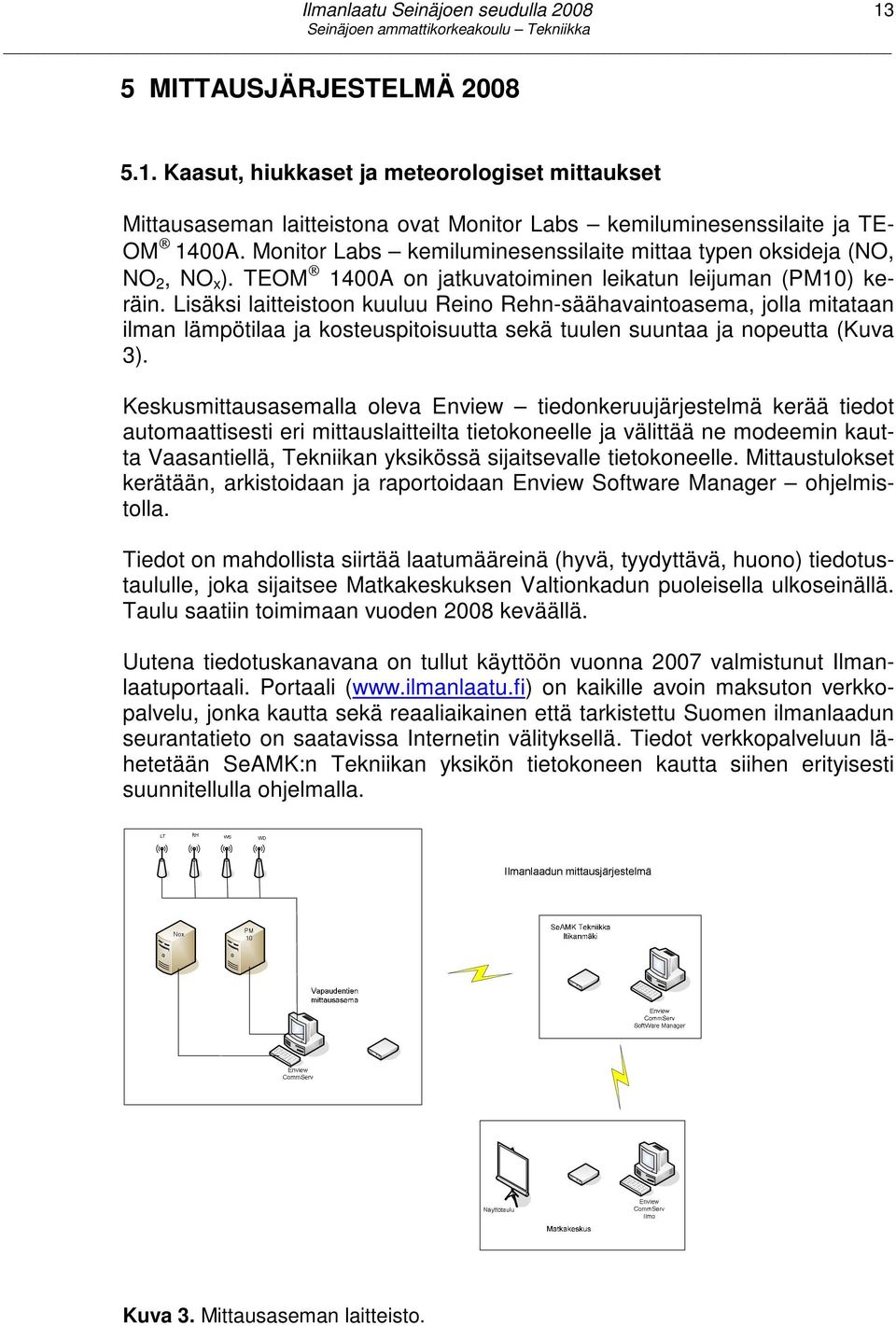 Lisäksi laitteistoon kuuluu Reino Rehn-säähavaintoasema, jolla mitataan ilman lämpötilaa ja kosteuspitoisuutta sekä tuulen suuntaa ja nopeutta (Kuva 3).