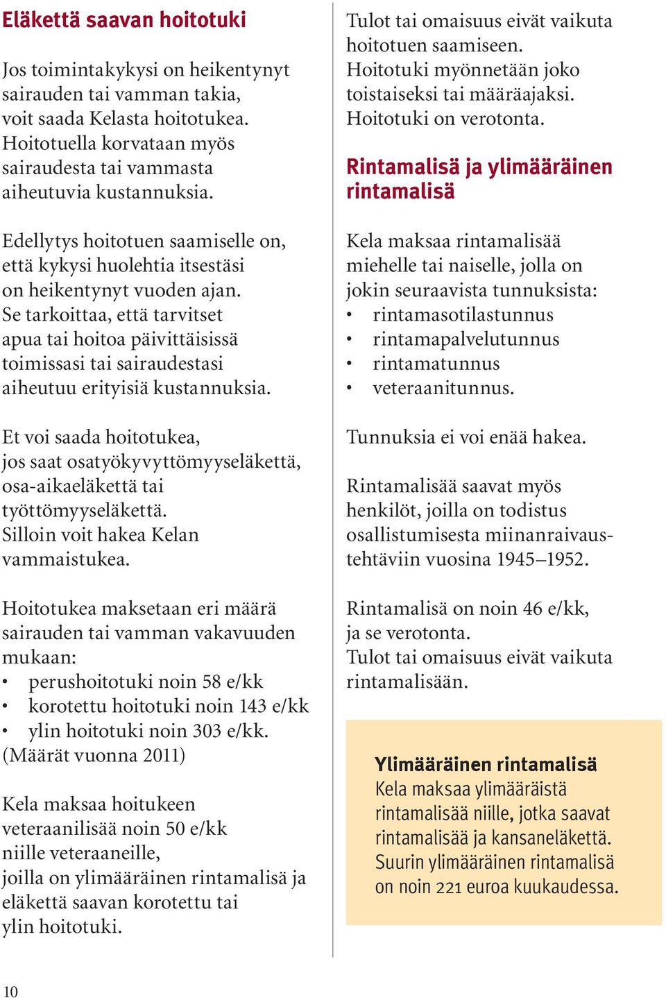 Se tarkoittaa, että tarvitset apua tai hoitoa päivittäisissä toimissasi tai sairaudestasi aiheutuu erityisiä kustannuksia.