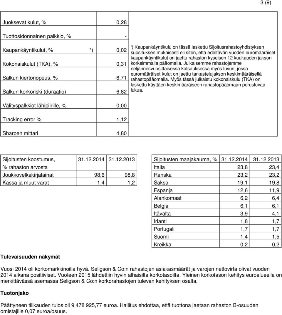 pääomalla. Julkaisemme rahastojemme neljännesvuosittaisessa katsauksessa myös luvun, jossa euromääräiset kulut on jaettu tarkastelujakson keskimääräisellä rahastopääomalla.