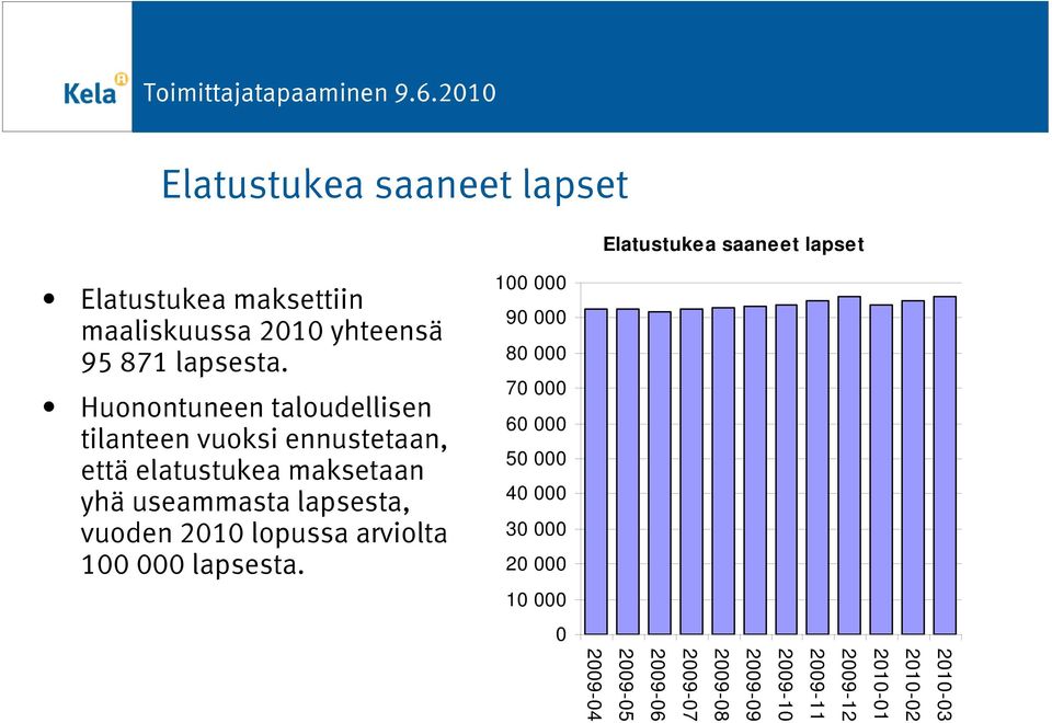 Huonontuneen taloudellisen tilanteen vuoksi ennustetaan, että elatustukea maksetaan yhä useammasta lapsesta,