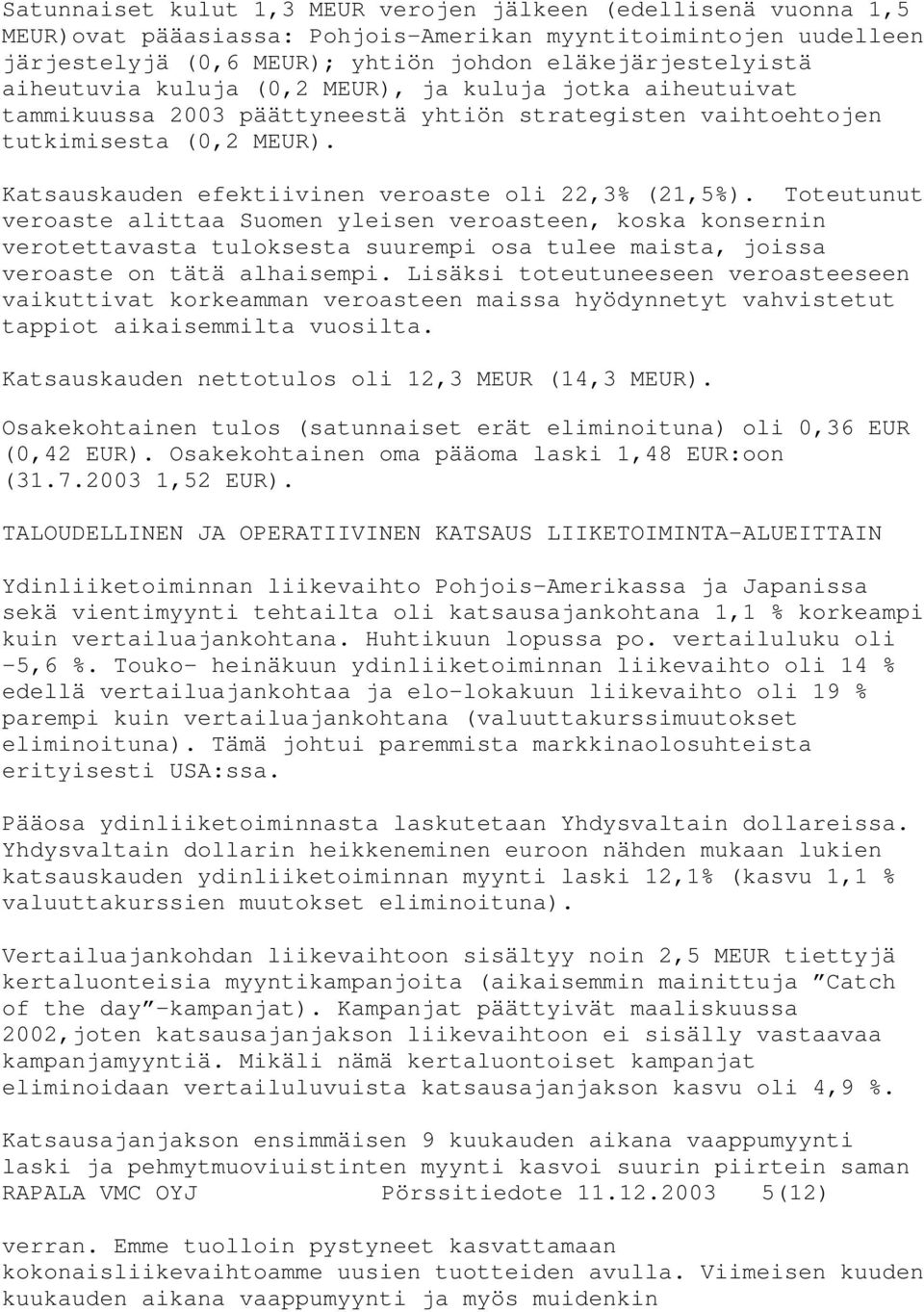 Katsauskauden efektiivinen veroaste oli 22,3% (21,5%).