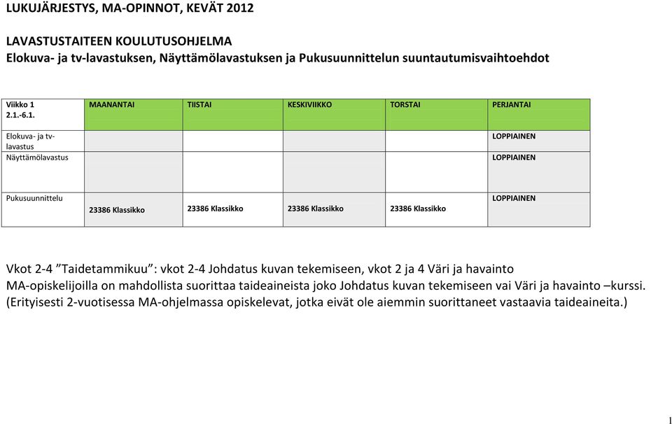 2.1.-6.1. LOPPIAINEN LOPPIAINEN LOPPIAINEN Vkot 2-4 Taidetammikuu : vkot 2-4 Johdatus kuvan, vkot 2 ja 4 Väri