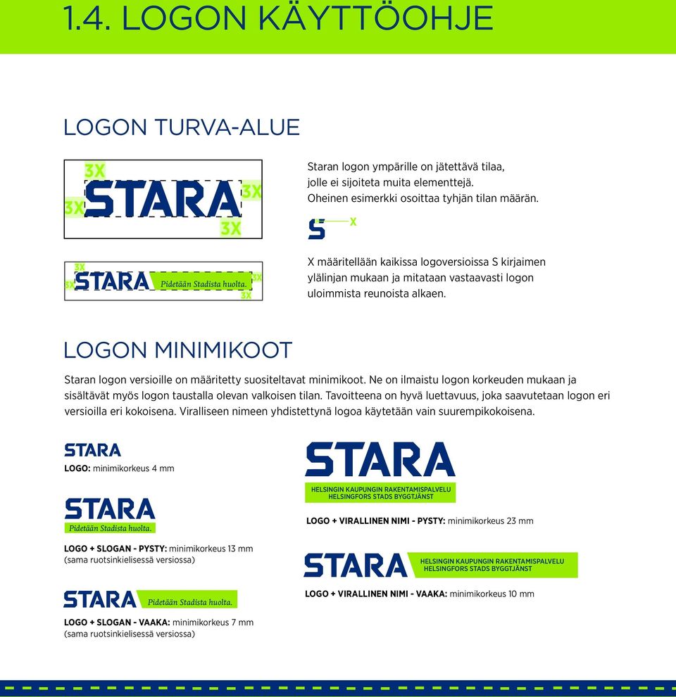 LOGON MINIMIKOOT Staran logon versioille on määritetty suositeltavat minimikoot. Ne on ilmaistu logon korkeuden mukaan ja sisältävät myös logon taustalla olevan valkoisen tilan.