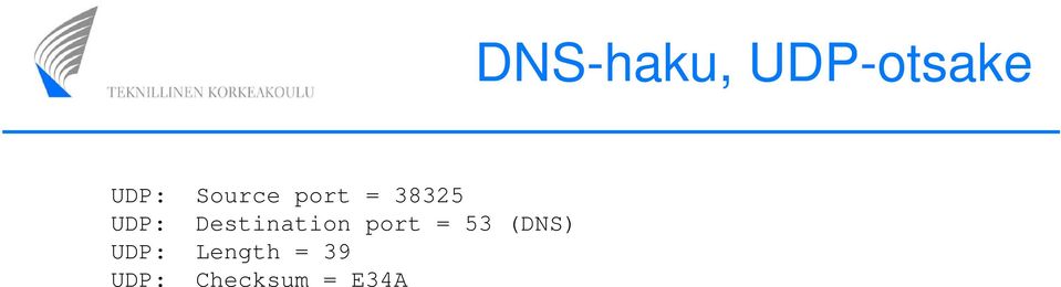 (DNS) UDP: Length = 39 UDP: