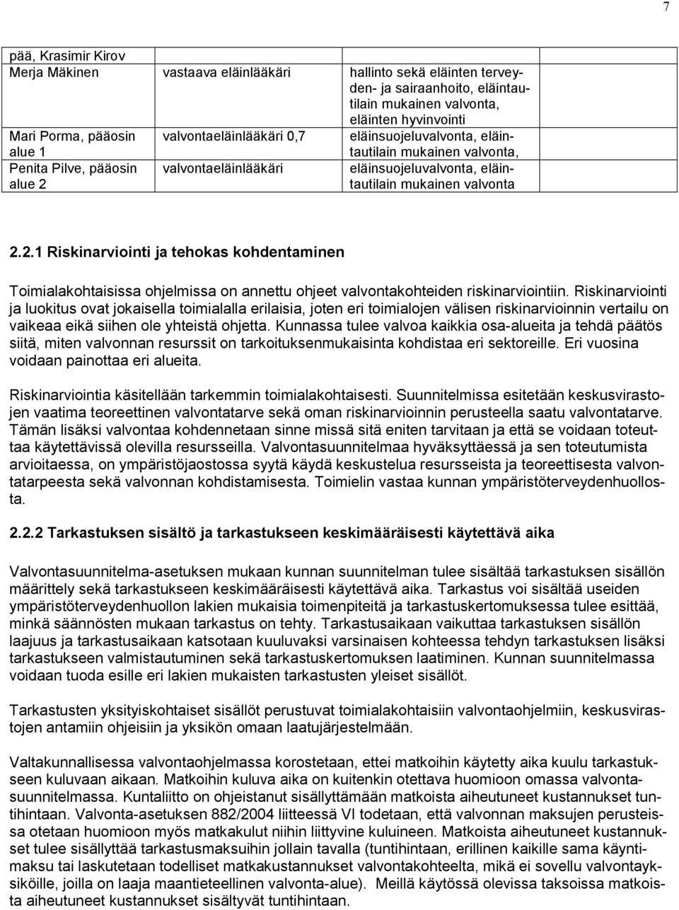.1 Riskinarviointi ja tehokas kohdentaminen Toimialakohtaisissa ohjelmissa on annettu ohjeet valvontakohteiden riskinarviointiin.