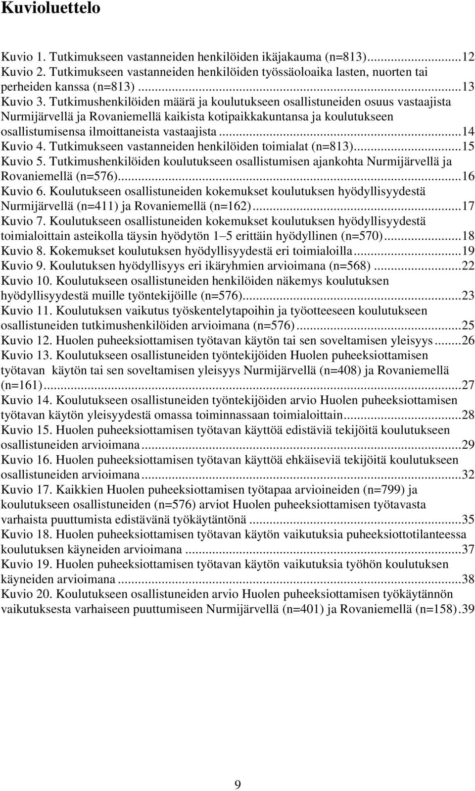 Tutkimushenkilöiden määrä ja koulutukseen osallistuneiden osuus vastaajista Nurmijärvellä ja Rovaniemellä kaikista kotipaikkakuntansa ja koulutukseen osallistumisensa ilmoittaneista vastaajista.