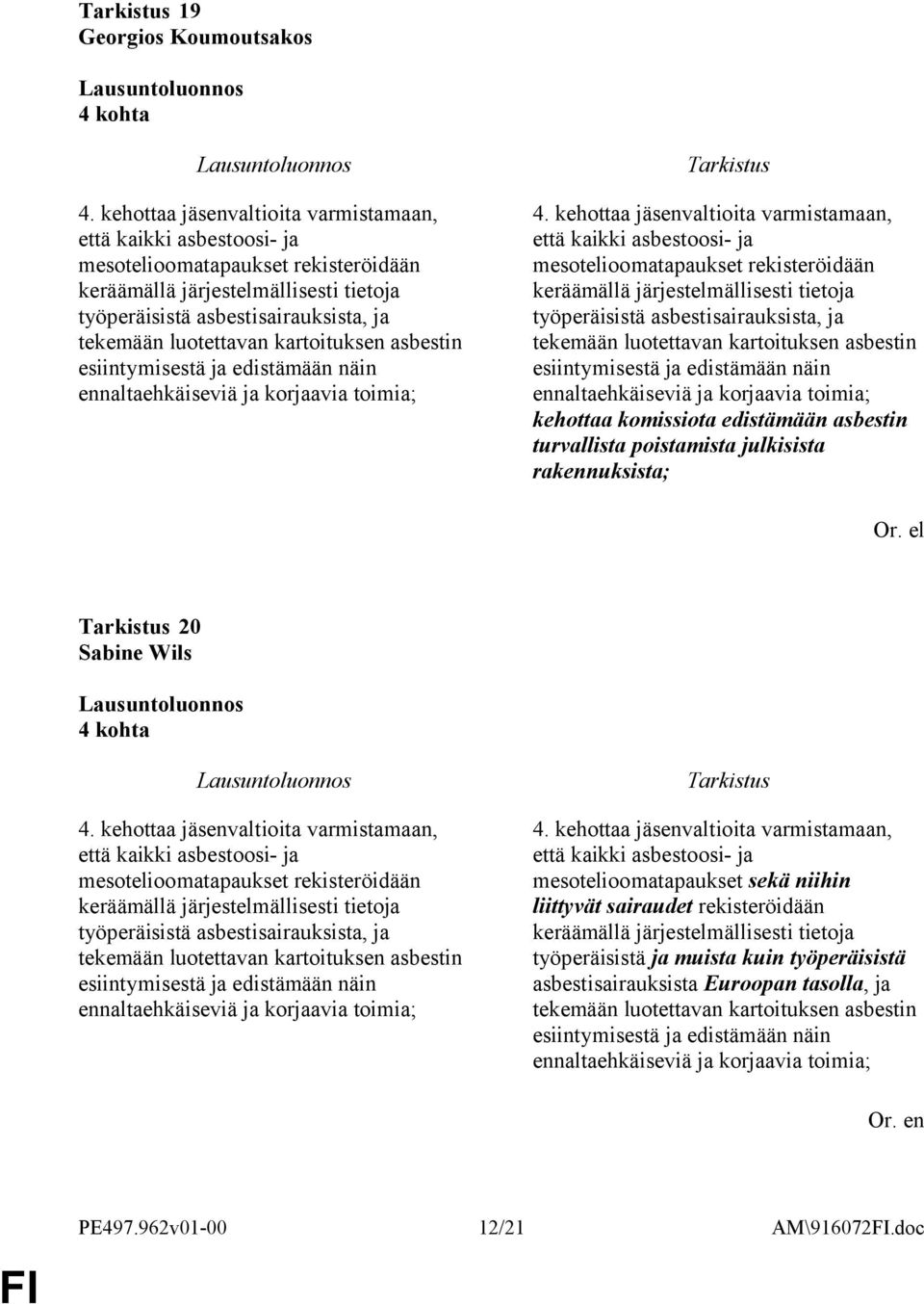 kartoituksen asbestin esiintymisestä ja edistämään näin ennaltaehkäiseviä ja korjaavia toimia; 4.