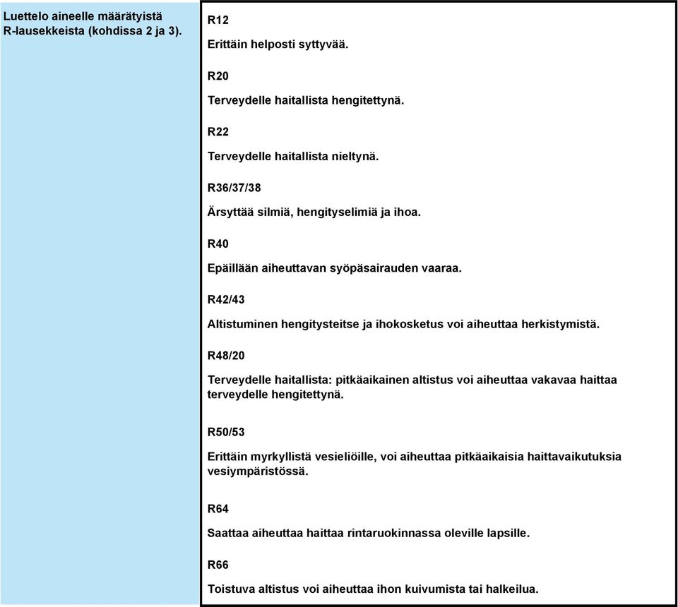R42/43 Altistuminen hengitysteitse ja ihokosketus voi aiheuttaa herkistymistä.