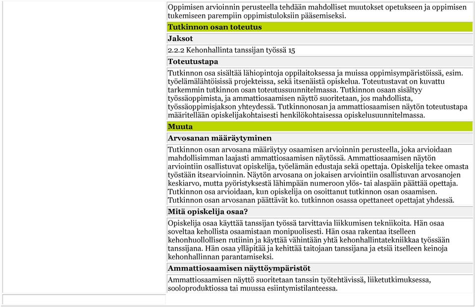 työelämälähtöisissä projekteissa, sekä itsenäistä opiskelua. Toteutustavat on kuvattu tarkemmin tutkinnon osan toteutussuunnitelmassa.