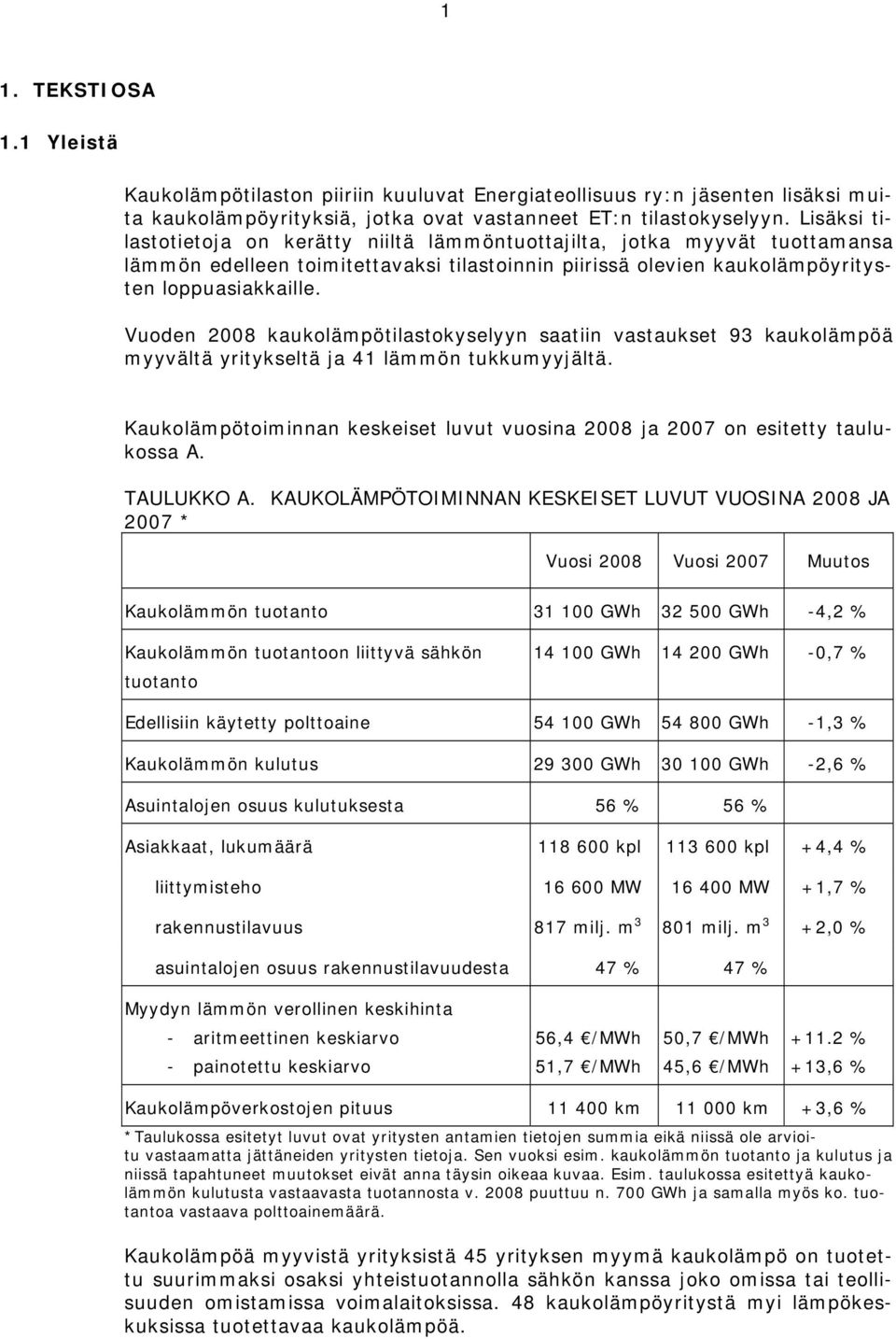 Vuoden 2008 kaukolämpötilastokyselyyn saatiin vastaukset 93 kaukolämpöä myyvältä yritykseltä ja 41 lämmön tukkumyyjältä.