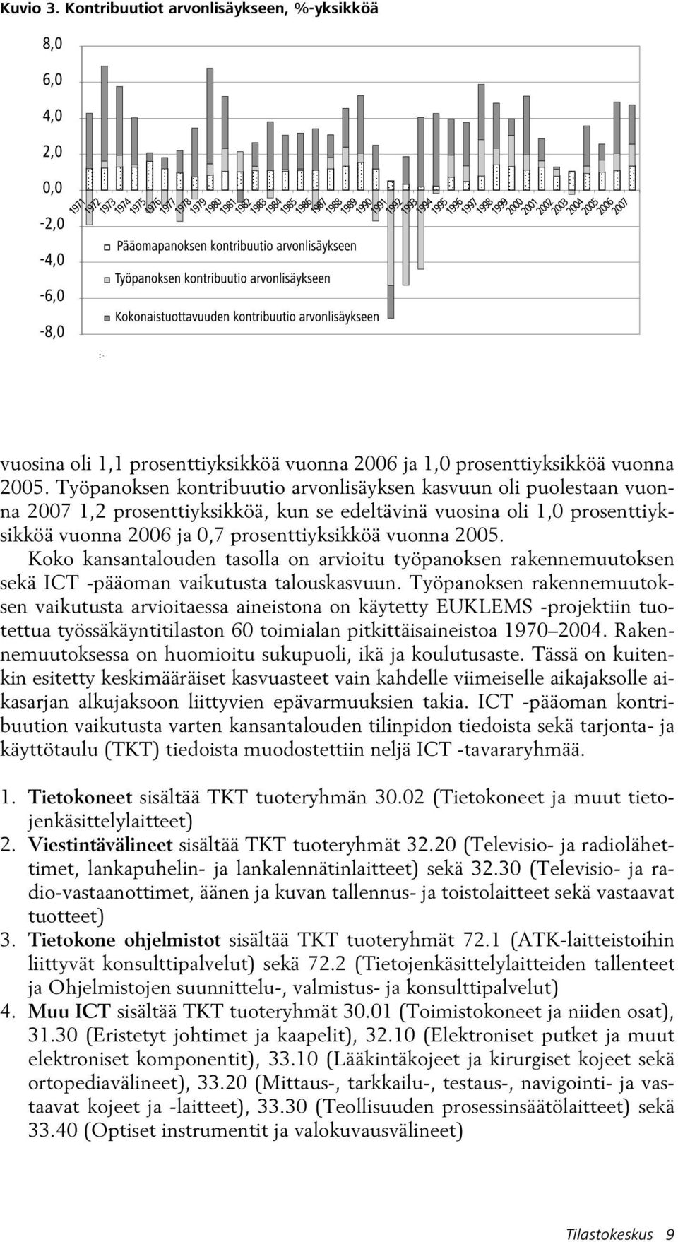 Koko kansantalouden tasolla on arvioitu työpanoksen rakennemuutoksen sekä ICT -pääoman vaikutusta talouskasvuun.