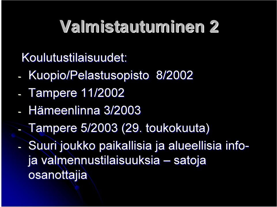 Hämeenlinna 3/2003 - Tampere 5/2003 (29.