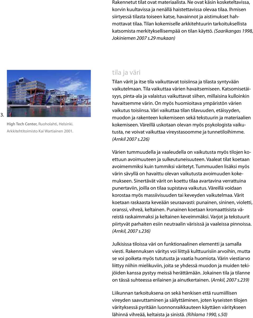 (Saarikangas 1998, Jokiniemen 2007 s.29 mukaan) 3. High Tech Center, Ruoholahti, Helsinki. Arkkitehtitoimisto Kai Wartiainen 2001.
