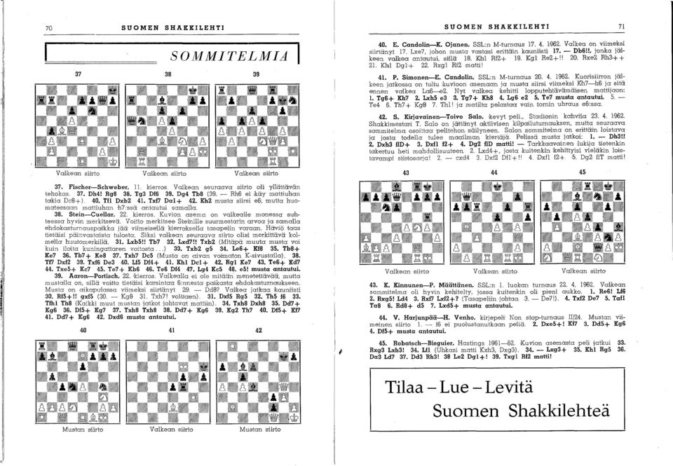Candolin, SSL:n M-tumaus 20.. 4. 962. Kuorisiirron jäikeen jatkossa on tultu Ikuv:ioon asemaan j-a murs'!a siirsi vi,imeksi Kih7-h6 ja sitä ennen valkea L'0I6-e2. Ny,!