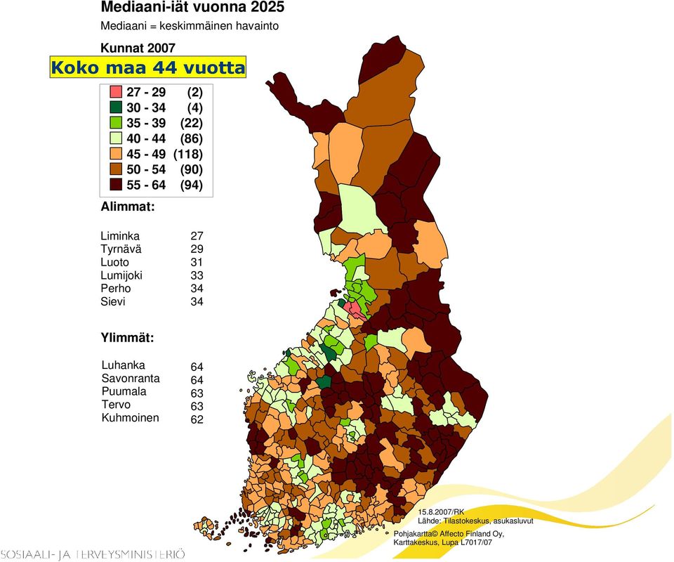 Luoto Lumijoki Perho Sievi 27 29 31 33 34 34 Ylimmät: Luhanka Savonranta Puumala Tervo Kuhmoinen 64 64 63