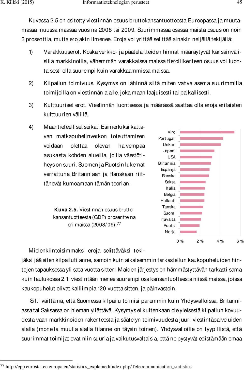 Koska verkko- ja päätelaitteiden hinnat määräytyvät kansainvälisillä markkinoilla, vähemmän varakkaissa maissa tietoliikenteen osuus voi luontaisesti olla suurempi kuin varakkaammissa maissa.