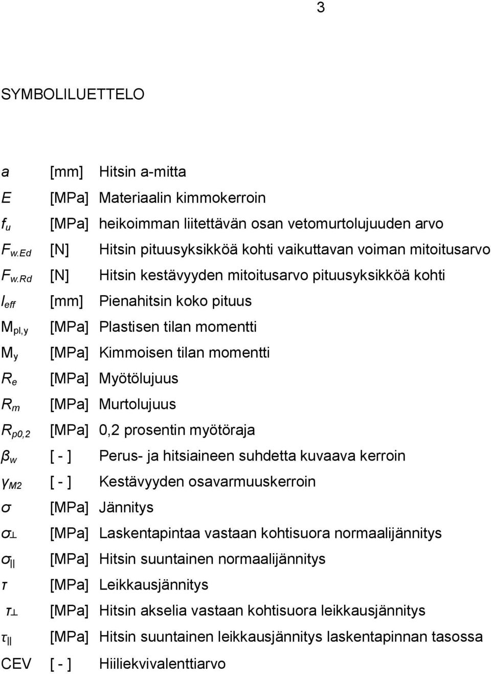 rd [N] Hitsin kestävyyden mitoitusarvo pituusyksikköä kohti l eff [mm] Pienahitsin koko pituus M pl,y M y R e R m R p0,2 [MPa] Plastisen tilan momentti [MPa] Kimmoisen tilan momentti [MPa]