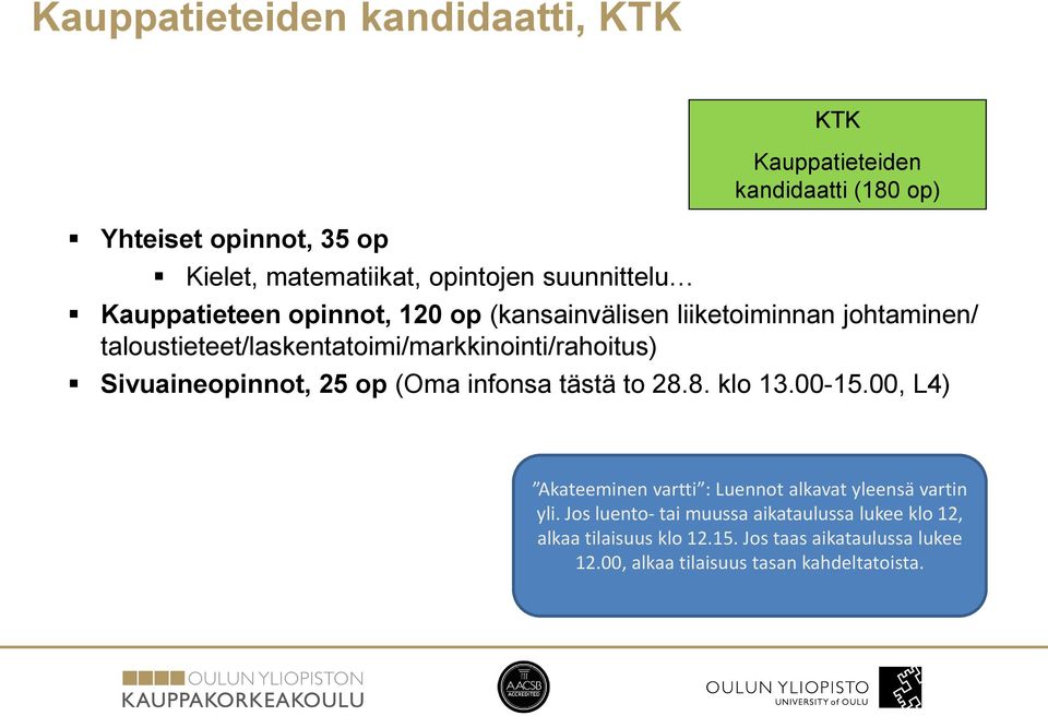 Sivuaineopinnot, 25 op (Oma infonsa tästä to 28.8. klo 13.00-15.00, L4) Akateeminen vartti : Luennot alkavat yleensä vartin yli.