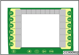 KRONE ISOBUS-terminaali CCI 100 / käsikäyttö Pos: 21.36.1.9 /BA/Info-Center/CCI-ISOBUS-Terminal/CCI-EasyCut/EasyCut B 1000/Anzeigenbereiche Display Handbetrieb/Anzeigen im Hauptfenster (II) Bild Hand @ 92\mod_1326980810175_71.
