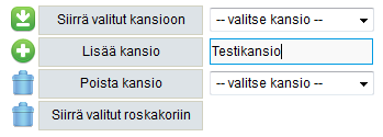 10 / 21 - Siirrä valitut roskakoriin -painikkeella siirretään merkityt viestit roskakoriin. - Siirrä valitut kansioon -painikkeella siirretään merkityt viestit Uusi -kansioon. 3.