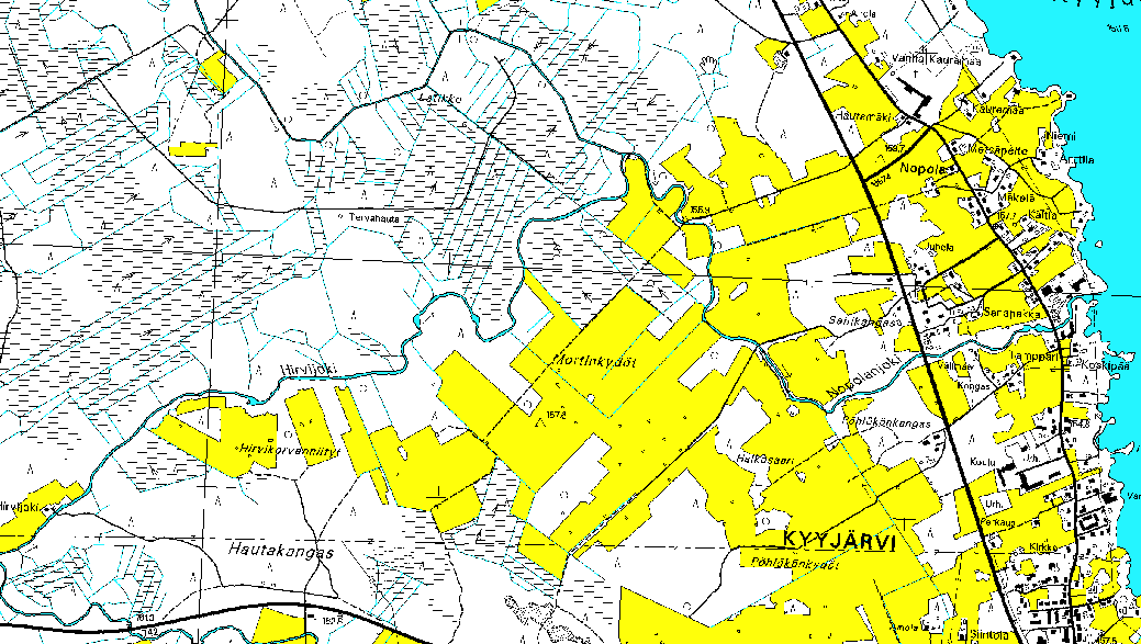 Turvetuotanto Saarijärven reitillä, muu maankäyttö ja luontainen vedenlaatu Maapinta-alasta, 285 000 hehtaarista metsämaana n. 190 000 ha soita ja turvemaita, n.