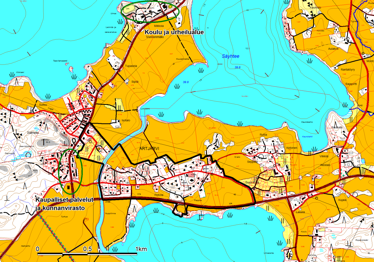 1 PERUS- JA TUNNISTETIEDOT 1.1 Kaava-alueen sijainti Suunnittelualue käsittää noin 72 ha:n suuruisen alueen Kirkonmäen ja Salmenrannan alueella.