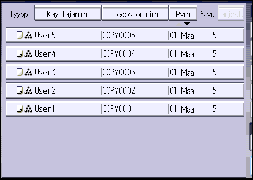 Tallennettujen asiakirjojen tulostaminen Tallennettujen asiakirjojen tulostaminen Tulostaa asiakirjapalvelimelle tallennetut asiakirjat.