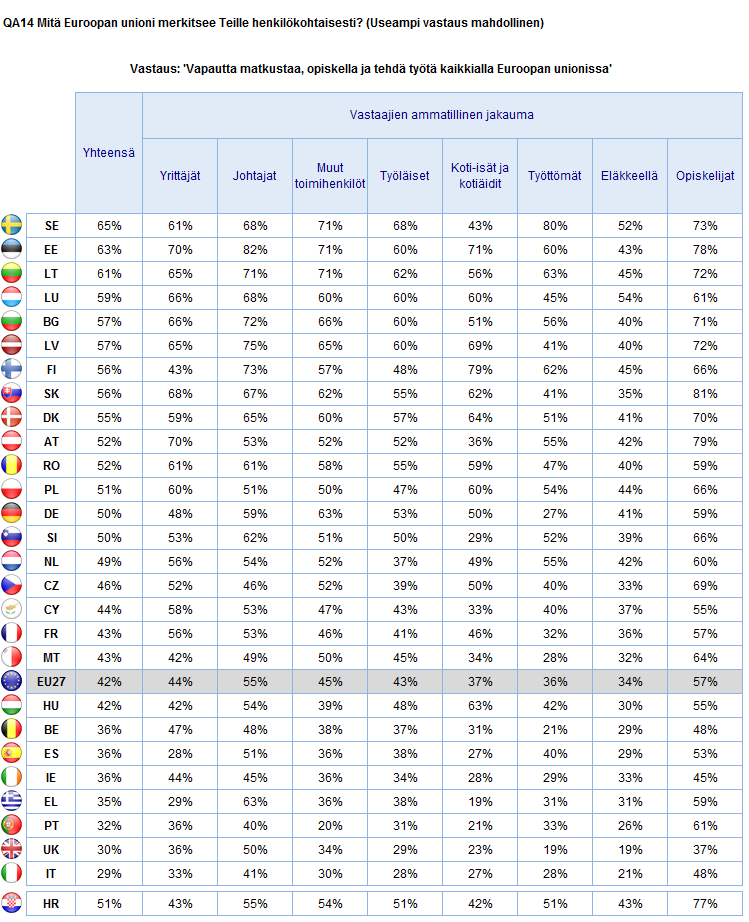 MITÄ EU EDUSTAA Ammattiryhmät 2.