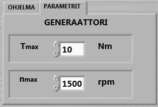 34 KUVA 27. Parametrit välilehti Ohjelman sammutus pitää tehdä käänteisessä järjestyksessä. Ensin pitää pysäyttää taajuusmuuttaja painamalla sen painike OFF-asentoon.