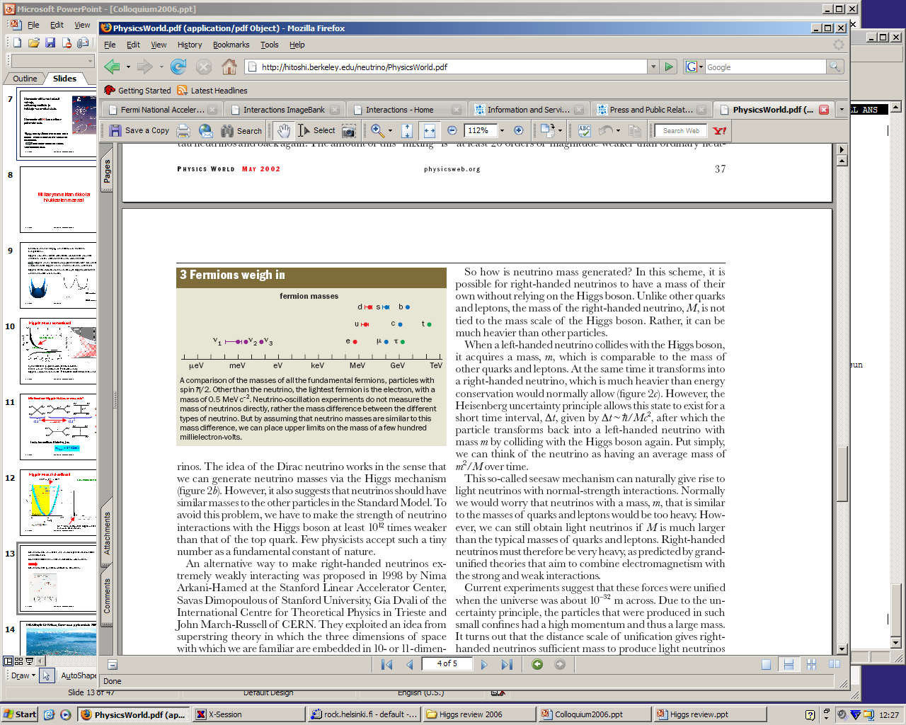 Physics World, 2002 Kokeellisesti tiedetään, että