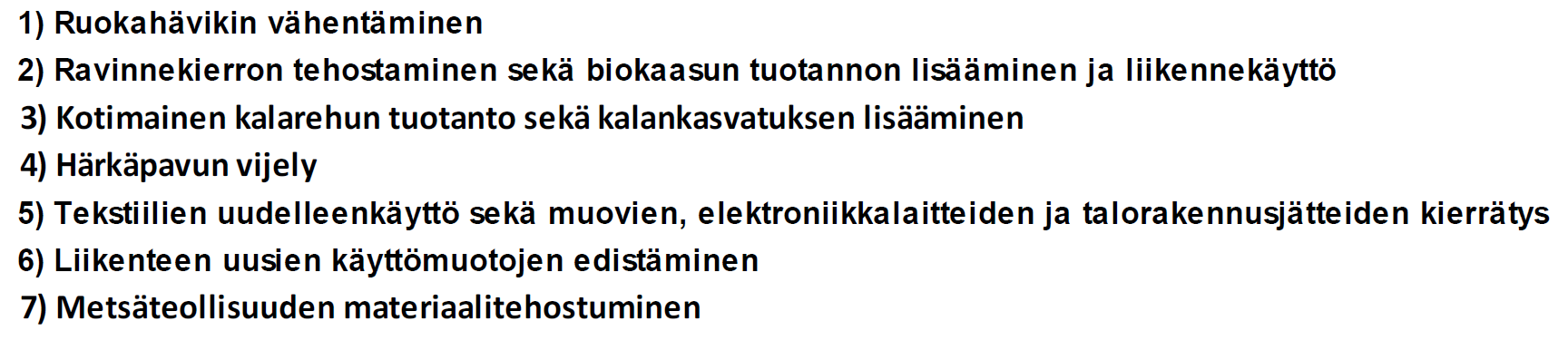 Kiertotaloustoimenpiteiden arvioidut vaikutukset vuonna 2030