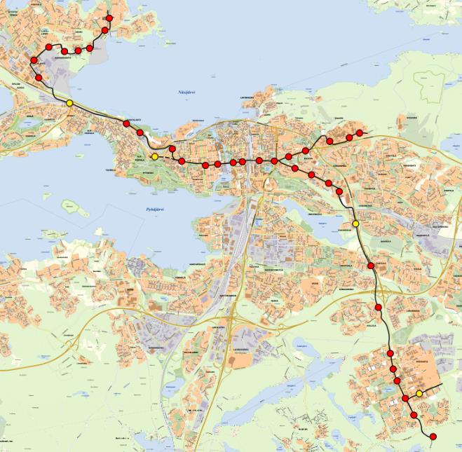 Pysäkkivarauksista Hermiankadun haara voitaisiin ottaa kaupalliseen liikenteeseen 2020-luvun lopulla Lielahden aseman pysäkkivaraus ei enää Hiedanrannan suunnitelmien vuoksi ole tarpeellinen