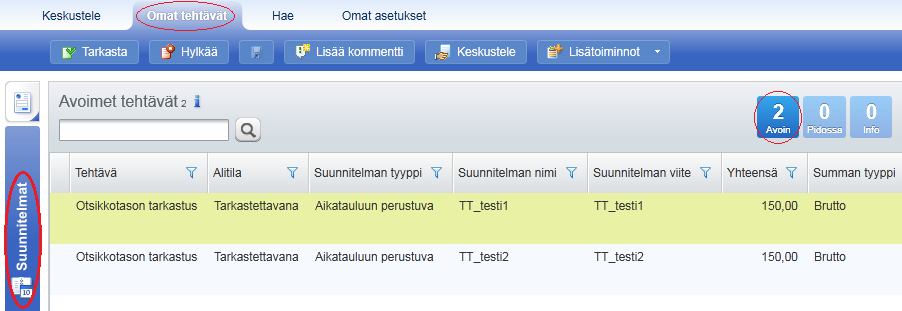 Uusi maksusuunnitelma tarkastettavaksi Saat sähköpostiisi Basware P2P:n lähettämän ilmoituksen käsiteltävistä maksusuunnitelmista (ilmoituksessa on linkki, josta pääset maksusuunnitelmiin) Tarkista,