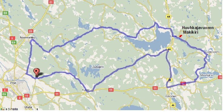 Sunnuntain 30.8.2009 iltapäivälähtöjen kilpailureitit: Lähtö 3: LASSILAN-LAVIAN-SUODENNIEMEN LENKKI 140KM Lähtö 3 ajaa Lassilan-Lavian-Suodenniemen lenkin.