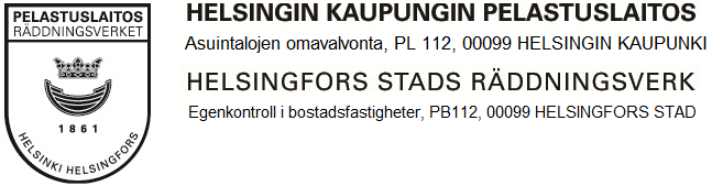 Omavalvonnan lakitausta Omavalvonta on pelastuslain 379/2011 78 mukaista valvontaa. Tämän omavalvontalomakkeen täyttäminen ja palauttaminen annettujen ohjden mukaisesti on velvoittavaa.